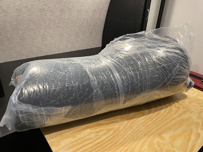 Organic RV mattress wrapped up