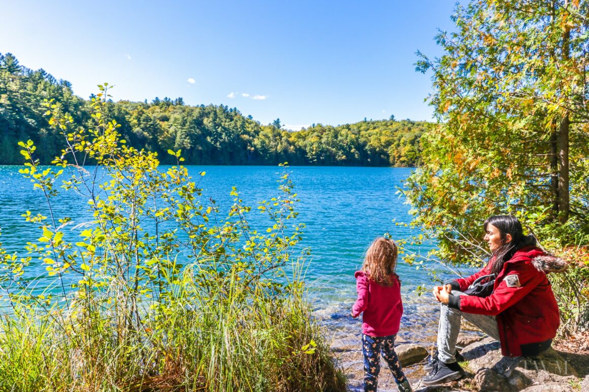 Looking at Pink Lake | Kid friendly hikes in Gatineau Park